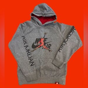 Nike Air Jordan Boys Gray, Black and Red Logo Hoodie